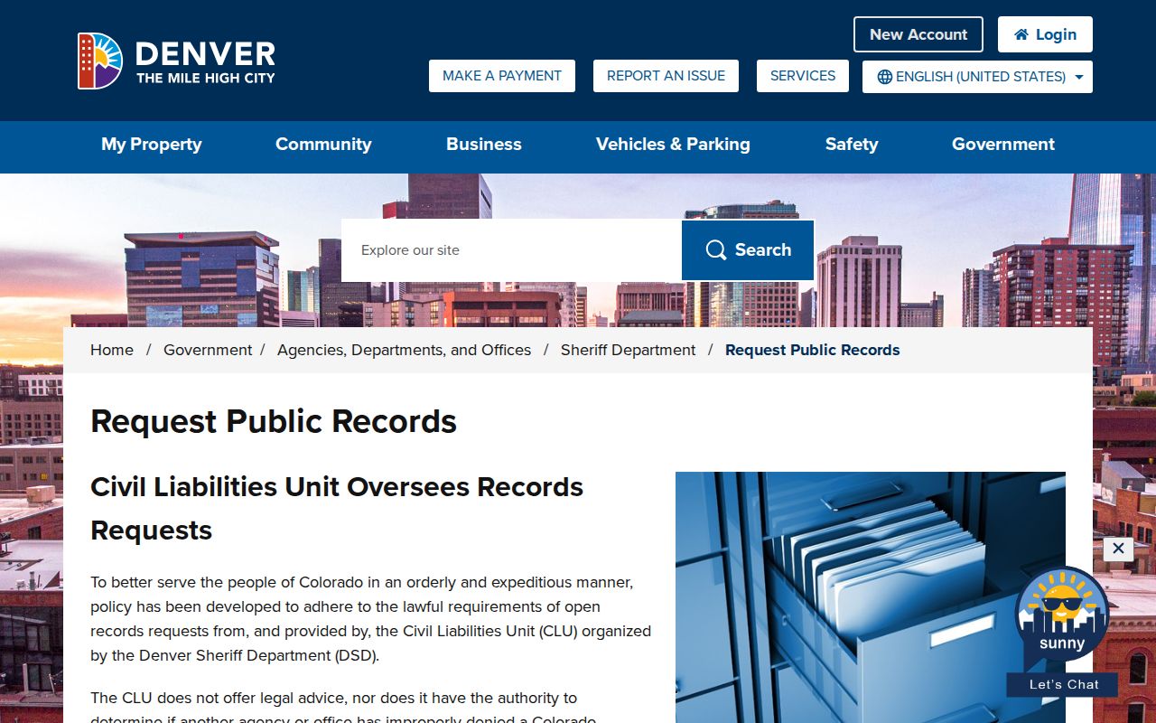 Denver Sheriff booking record and digital mugshot request policy